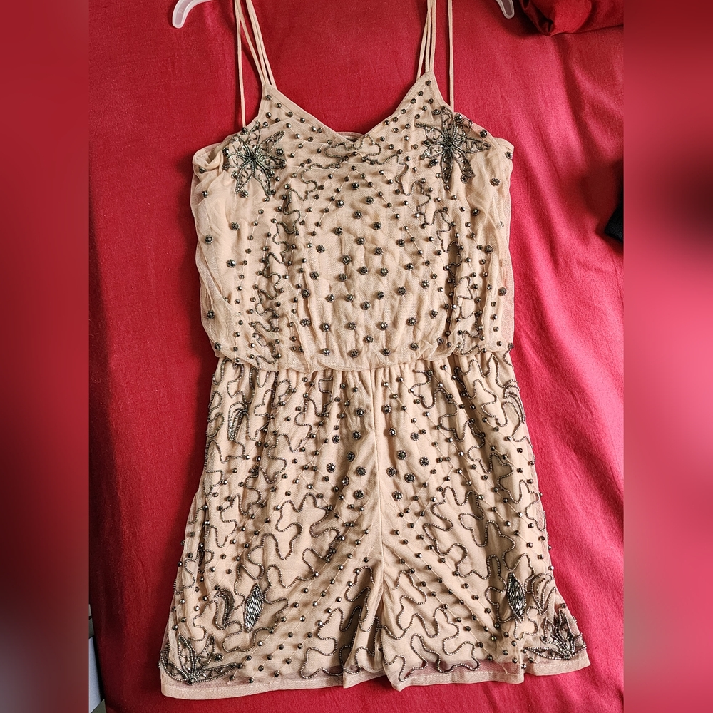 Beaded Cream Sleeveless Dress